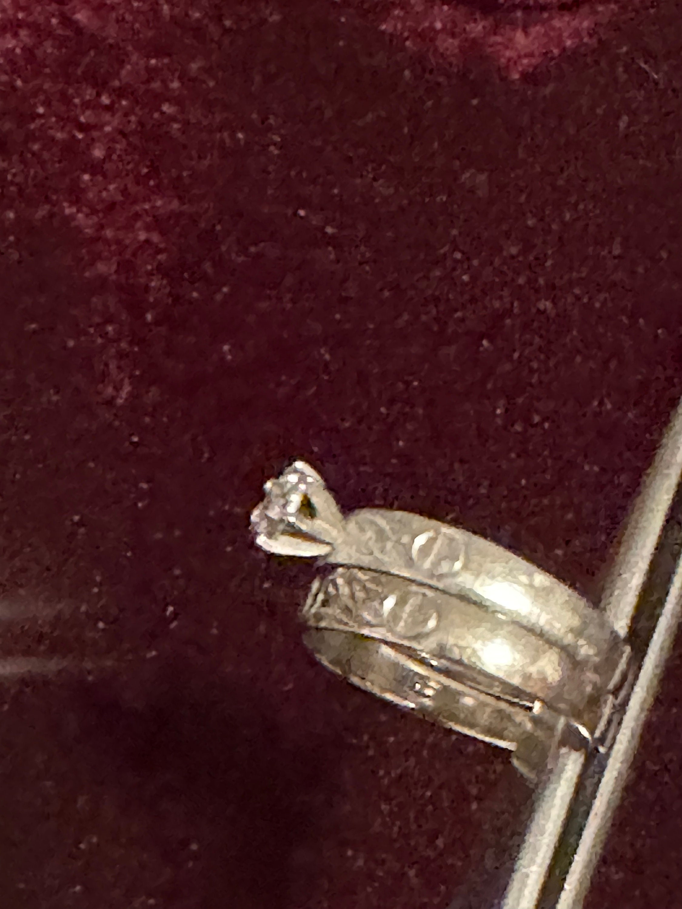 Vintage 10K White Gold Diamond Cross Wedding Set~not
