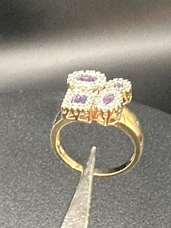 Unique Amethyst and Diamond Statement Ring~Size 8… - image 8