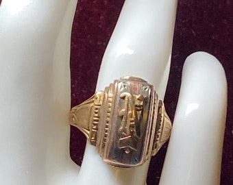 1950 10K Yellow Gold Class Ring “N”~Size 10 3/4