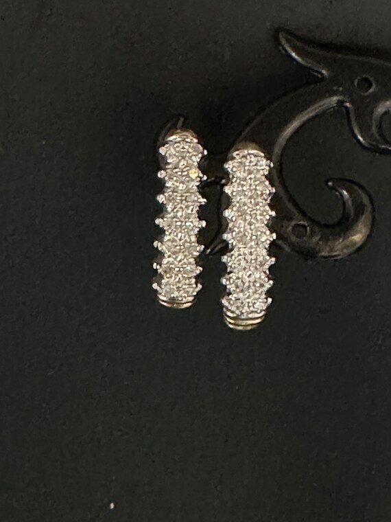 10K Yellow Gold Diamond J Hoop Diamond Earrings - image 4
