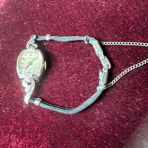 Vintage Wittnauer 14K White Gold Watch~Engraved~Works~Rope Band