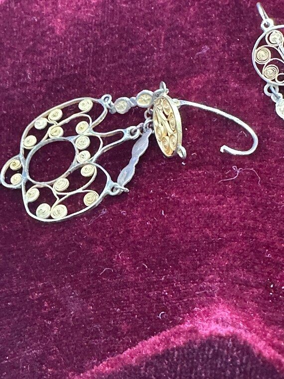 Large Vintage 10K Yellow Gold Dangle Earrings~Uni… - image 5