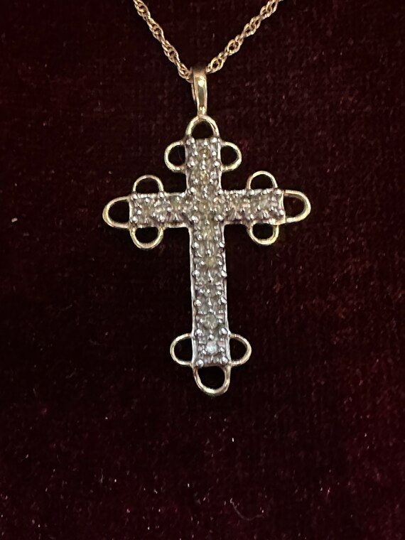 14K Yellow and White Gold Diamond Cross and 18” 1… - image 6