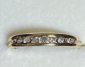 10K Yellow Gold Channel Set Diamond Wedding Band~Size 6