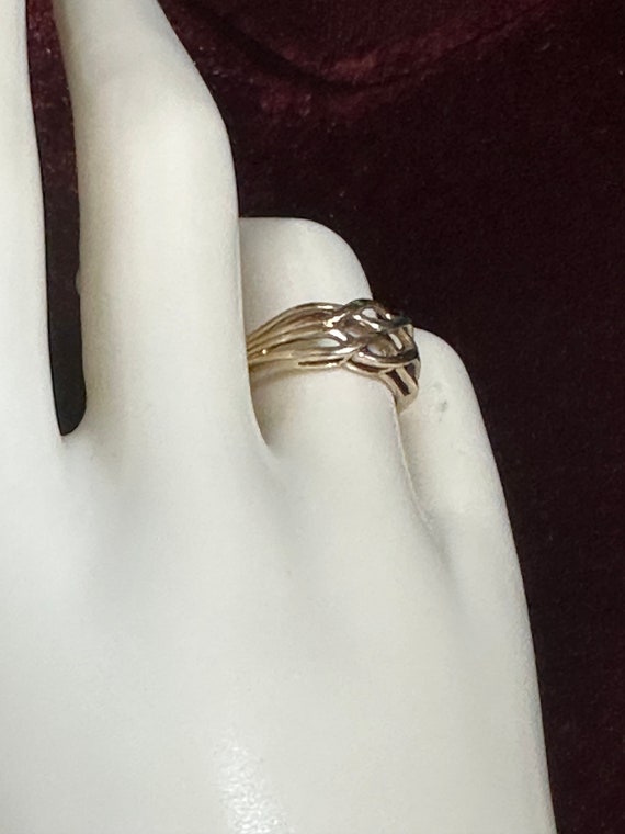 Vintage 10K Yellow Gold Crisscross Ring~Size 8 - image 8