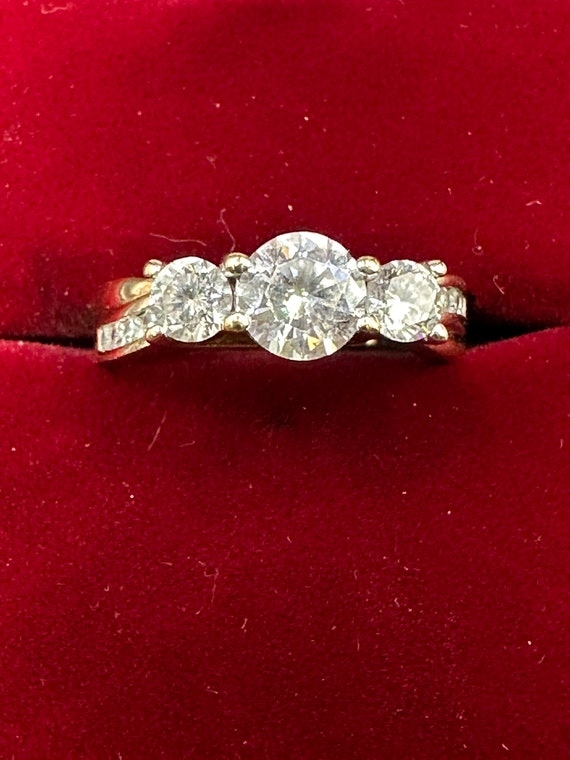 10K Yellow Gold 3 Stone CZ Ring~Size 7