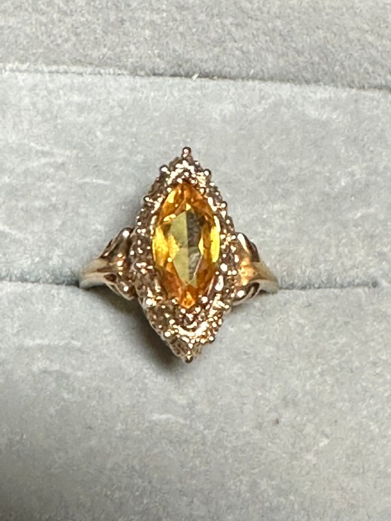 10K Yellow Gold Golden Sapphire Marquise Ring~Size