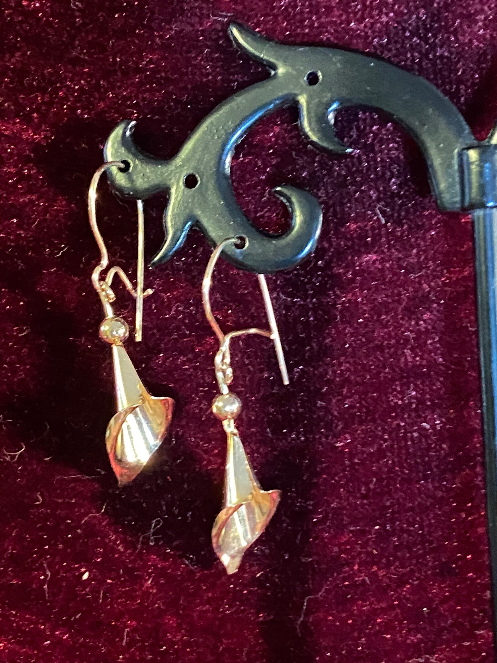 10K Yellow Gold Lily Kidney Hook Wire Earrings Etsy