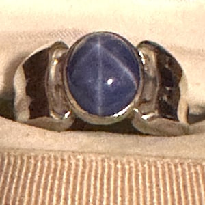 Vintage 14K White Gold Star Sapphire Ring~Size 7