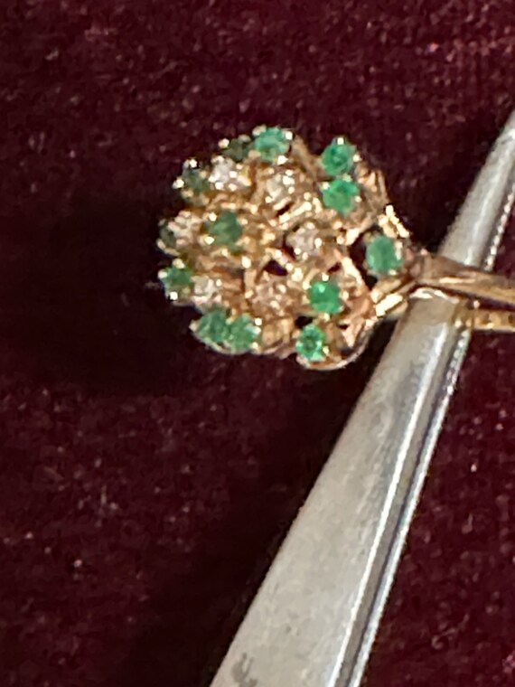 Vintage 10KP (Plumb) Yellow Gold Emerald and Diam… - image 6