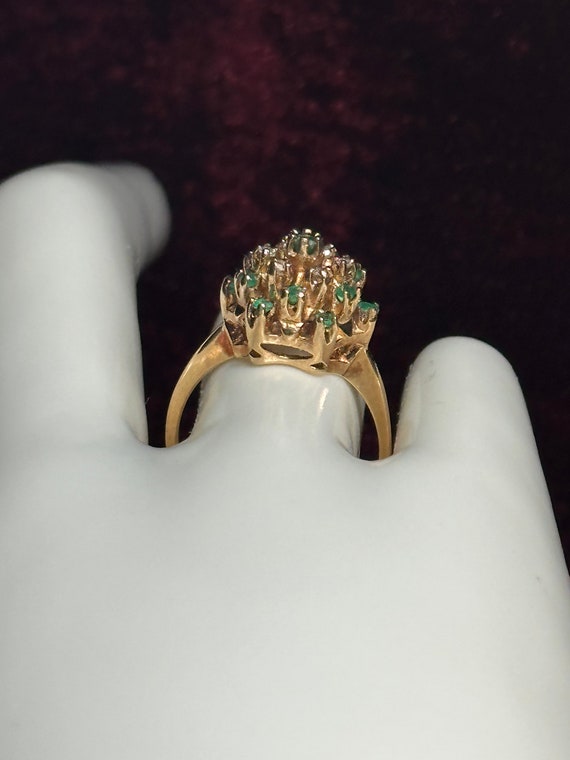 Vintage 10KP (Plumb) Yellow Gold Emerald and Diam… - image 4