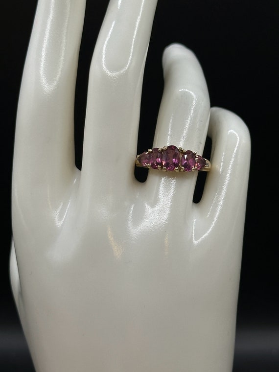 Vintage 10K Yellow Gold Rhodolite Garnet Ring wit… - image 5