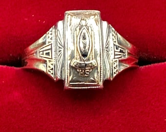 1953年 米国 ヴィンテージ クラスリング Bastian Elementar ヴィンテージ カレッジリング【BASTIAN 10kt Gold × Onyx - Rams
