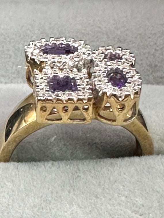 Unique Amethyst and Diamond Statement Ring~Size 8… - image 7