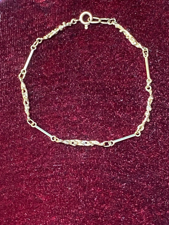Unique 14K Yellow Gold Link Bracelet~Nugget Style… - image 1