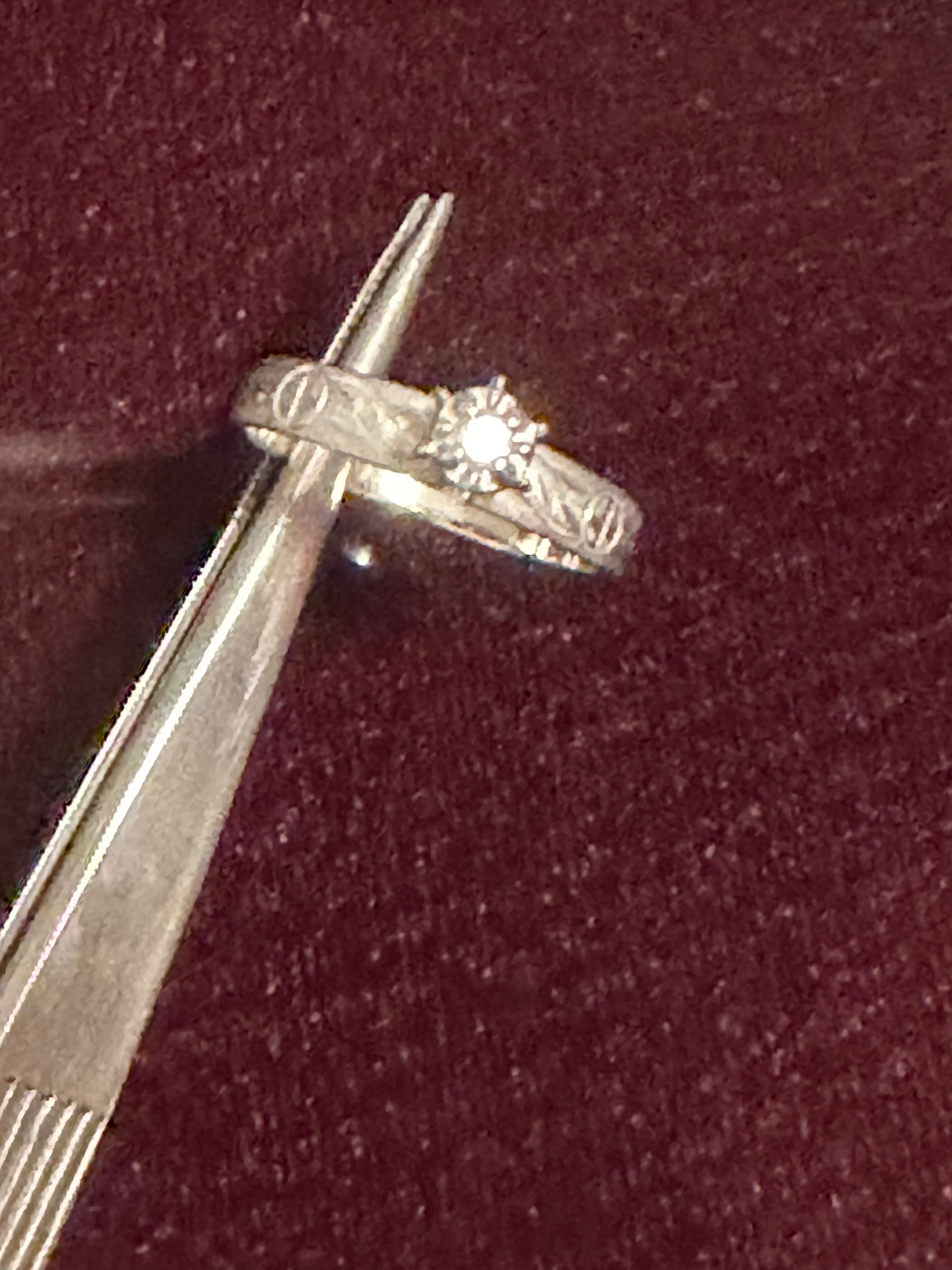 Vintage 10K White Gold Diamond Cross Wedding Set~not