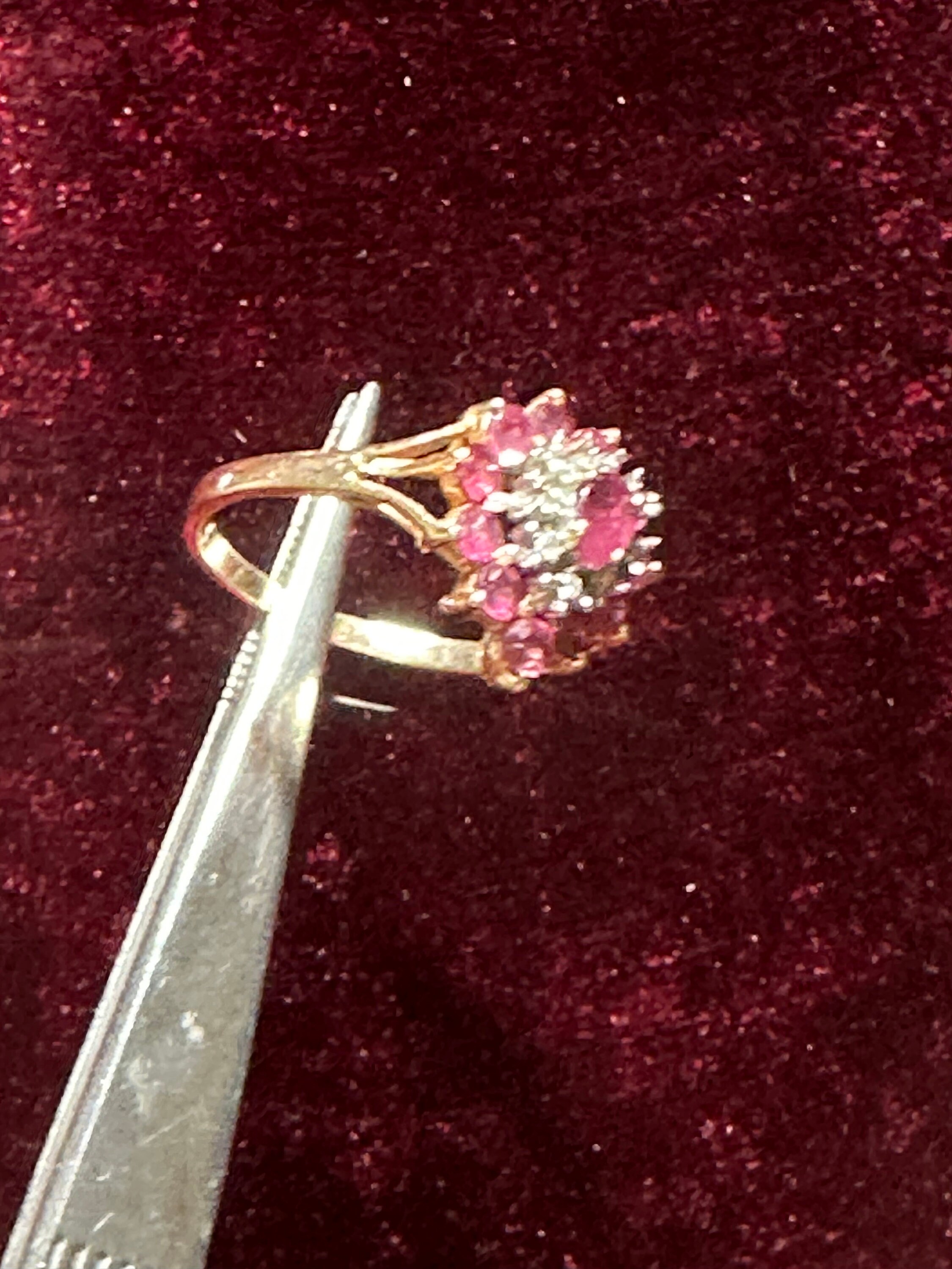 Vintage 10K Yellow Gold Ruby and Diamond Cluster Ring~size 7 - Etsy