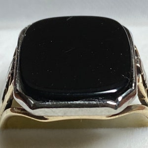 Art Deco 10K Yellow Gold Black Onyx Ring~Size 5 1/4