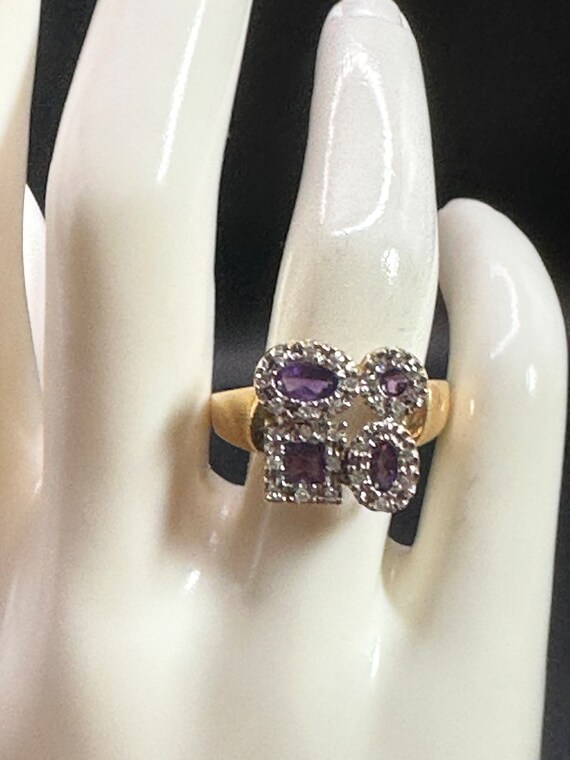 Unique Amethyst and Diamond Statement Ring~Size 8… - image 10