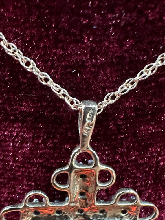 14K Yellow and White Gold Diamond Cross and 18” 1… - image 2