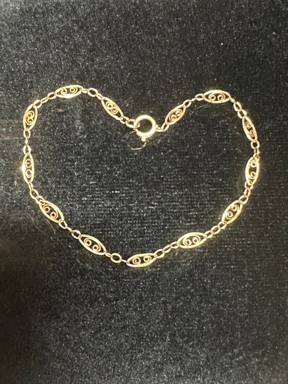 Vintage 14K Yellow Gold Swirl Link Bracelet~7” - image 6