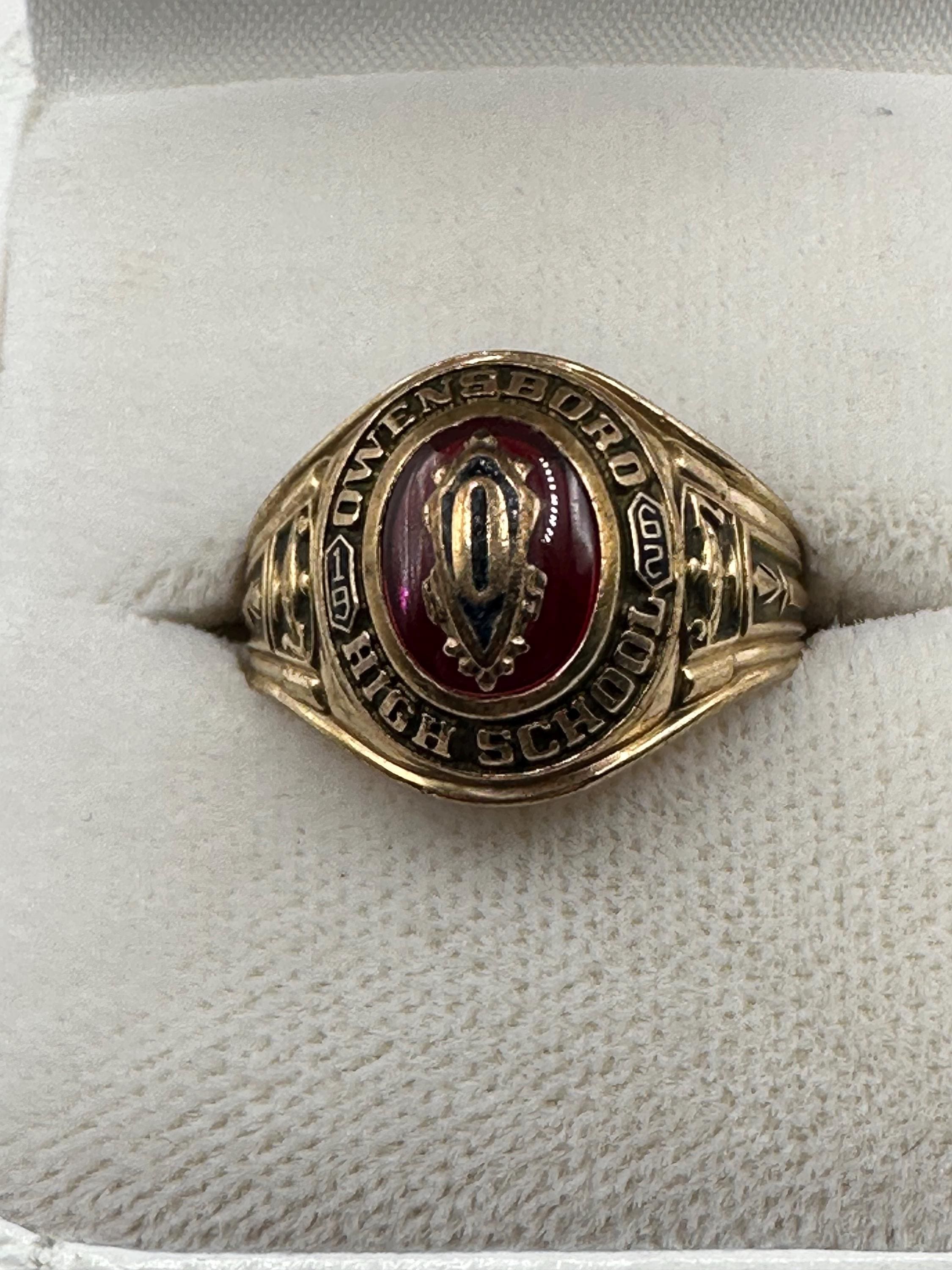 1962 10K YG Class Senior Ring ~owensboro, KY Hs~10k~red