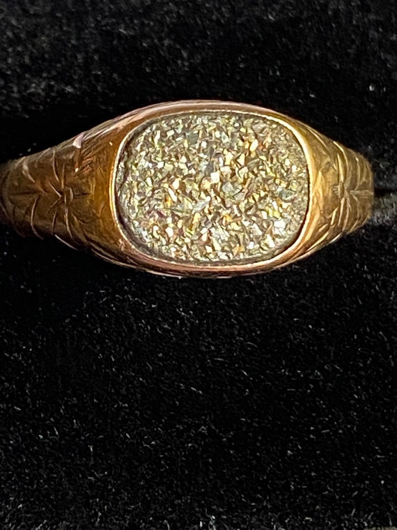 10K Yellow Gold Edwardian Pyrite Ring~Size 10 1/2 - image 7