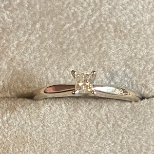 10K White Gold Princess Cut Diamond Solitaire Ring~Size 7