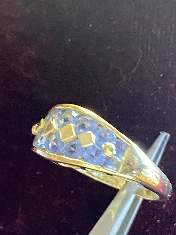14K Yellow Gold Checkerboard Amethyst Ring~Size 6 - image 6