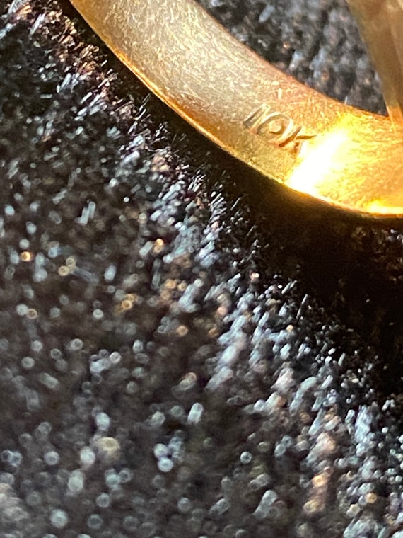 10K Yellow Gold Edwardian Pyrite Ring~Size 10 1/2 - image 2