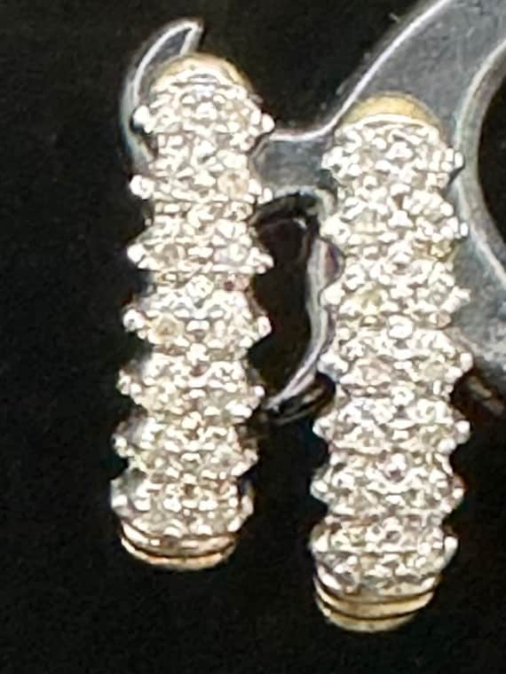 10K Yellow Gold Diamond J Hoop Diamond Earrings - image 1