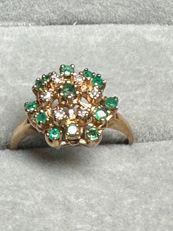 Vintage 10KP (Plumb) Yellow Gold Emerald and Diam… - image 10