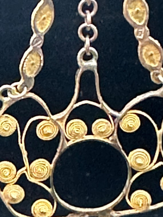 Large Vintage 10K Yellow Gold Dangle Earrings~Uni… - image 4