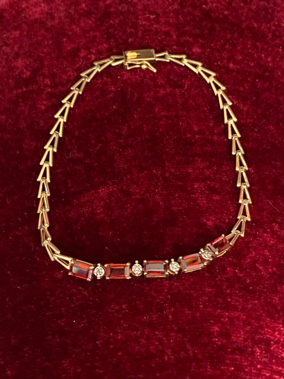 10K Yellow Gold Triangle Link Bracelet7 Etsy