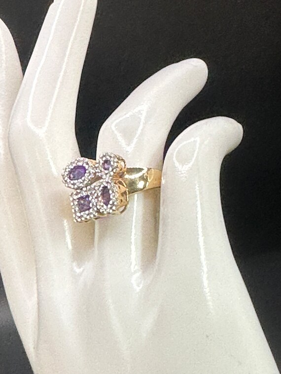 Unique Amethyst and Diamond Statement Ring~Size 8… - image 4