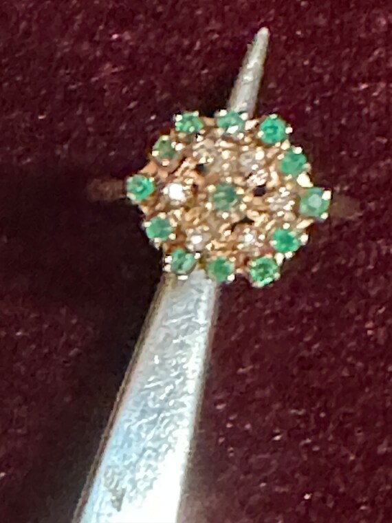 Vintage 10KP (Plumb) Yellow Gold Emerald and Diam… - image 7