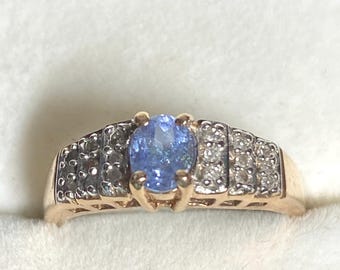 Vintage Effy 14K Yellow Gold Purple Tanzanite & Diamond Ring Size 7 - Etsy