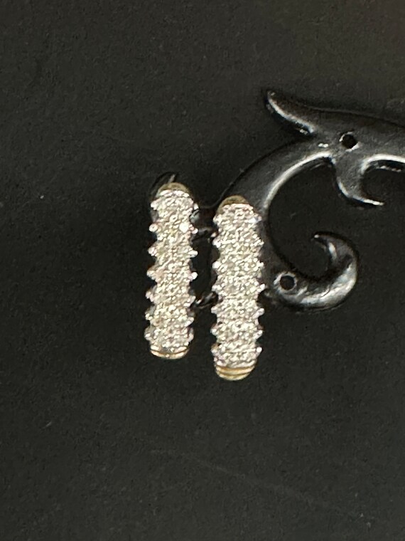 10K Yellow Gold Diamond J Hoop Diamond Earrings - image 3