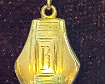 Reserved-Vintage 10K Yellow Gold Art Deco “B” Pendant and 18” Link Chain