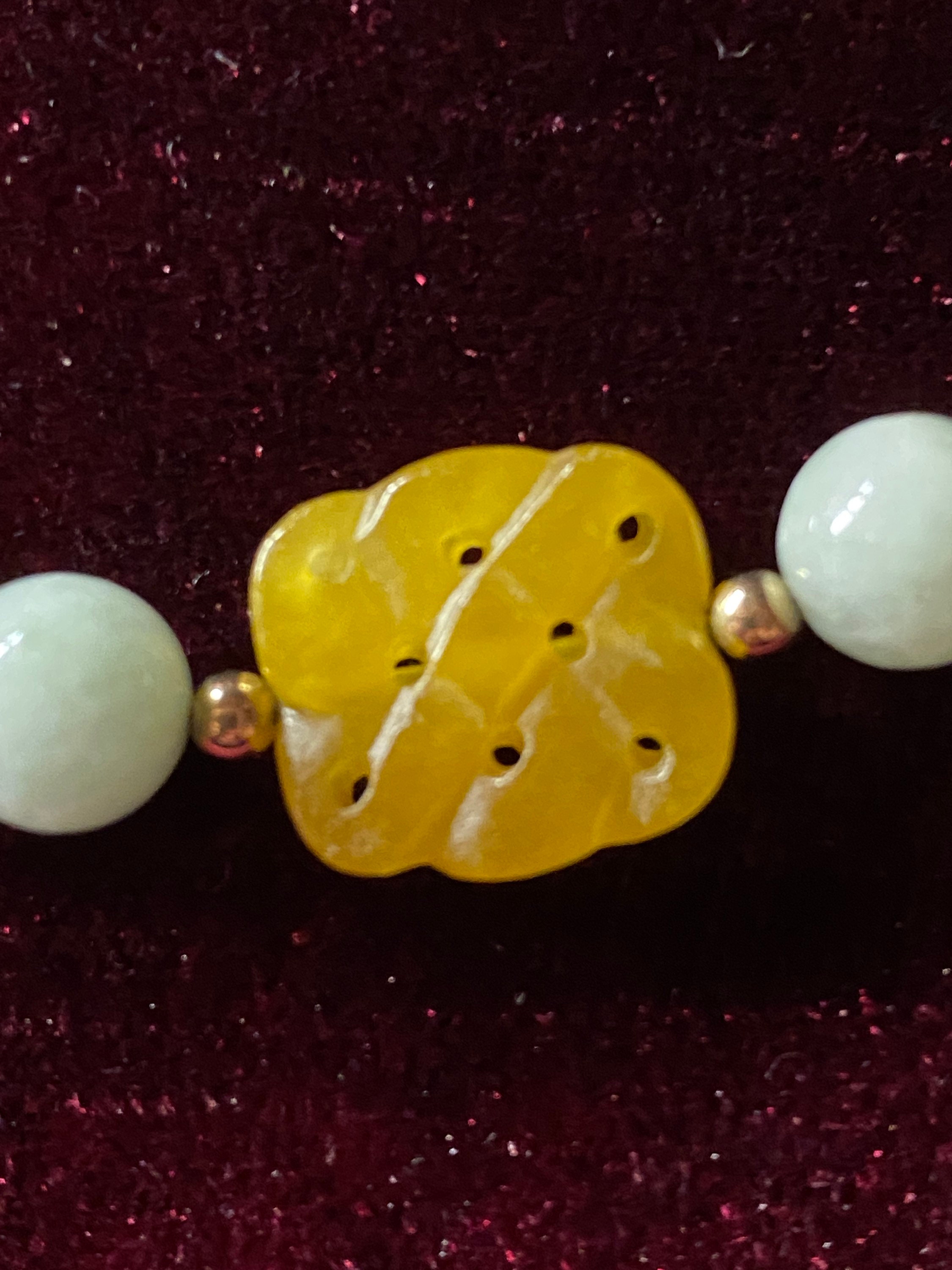 Unique Jade Bead Bracelet With Symbols and 14K Clasp and Etsy