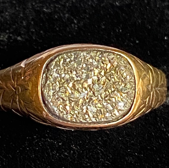 10K Yellow Gold Edwardian Pyrite Ring~Size 10 1/2 - image 1