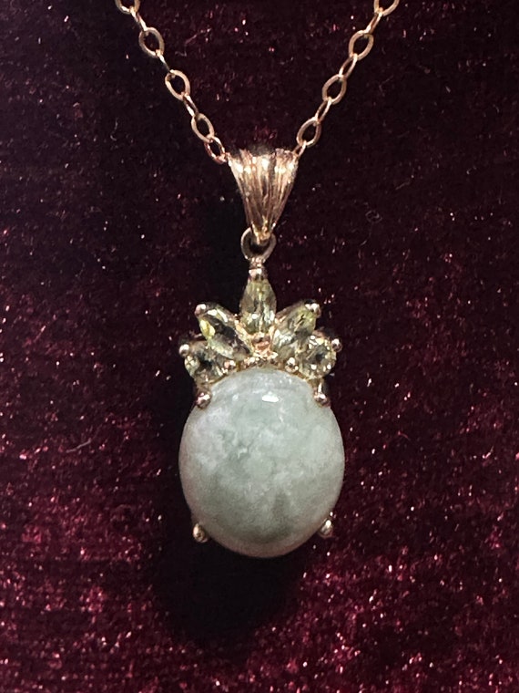 10K Yellow Gold Jadeite and Peridot Pendant and An