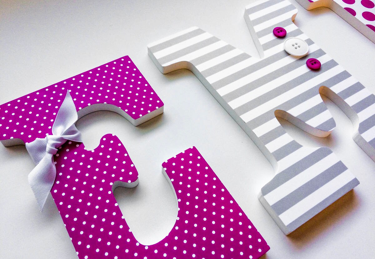Pink and Grey Nursery Wooden Letters Girl Bedroom Birthday Etsy