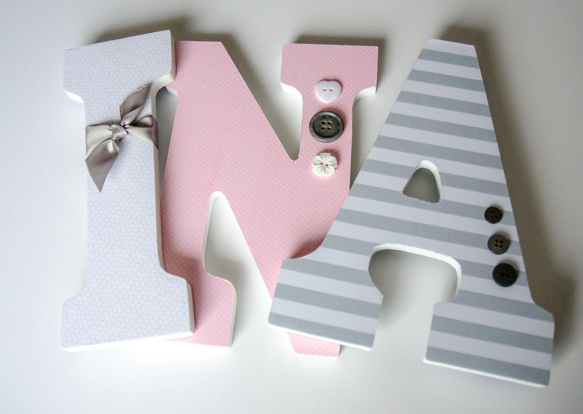 Pink and Grey Nursery Wooden Letters Girl Bedroom Birthday | Etsy
