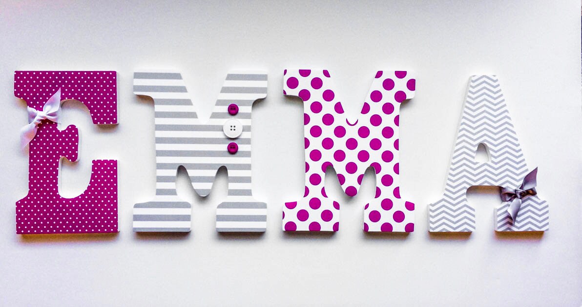 Pink and Grey Nursery Wooden Letters Girl Bedroom Birthday Etsy