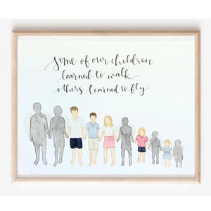 Custom Watercolor Angel Baby Family Portrait