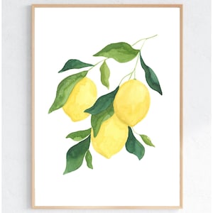 Watercolor Lemons Painting, Watercolor Lemons Print, Lemon Tree Watercolor Painting, Watercolor Lemons Art