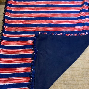 Red, White, and Blue Handmade No-sew Fleece Blanket Throw