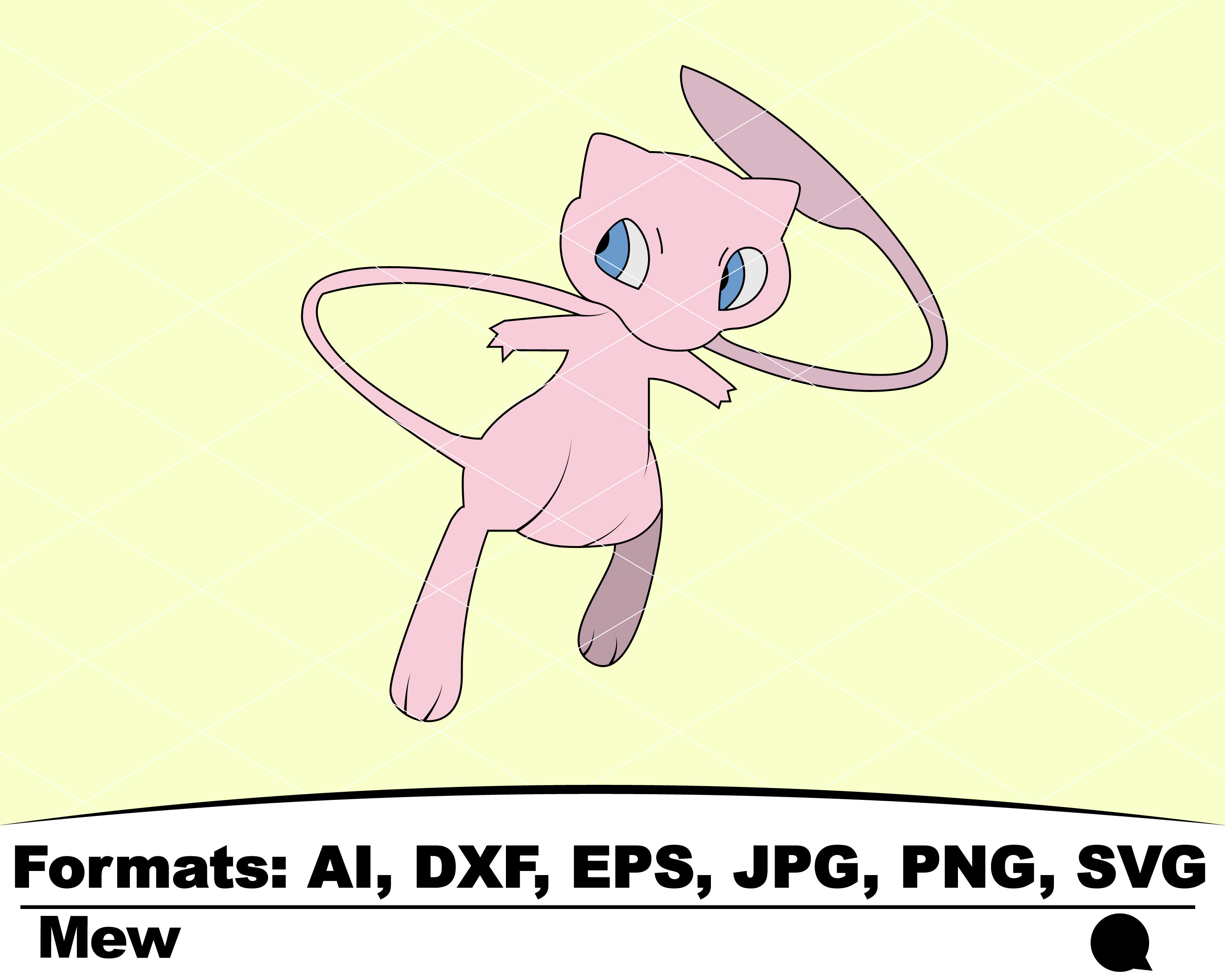 Pokémon Inspired Mew- svg, png, dxf