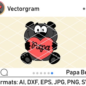 Svg Papa Ours, Ours pour Silhouette ou Cricut, Papa Ours avec Clipart coeur